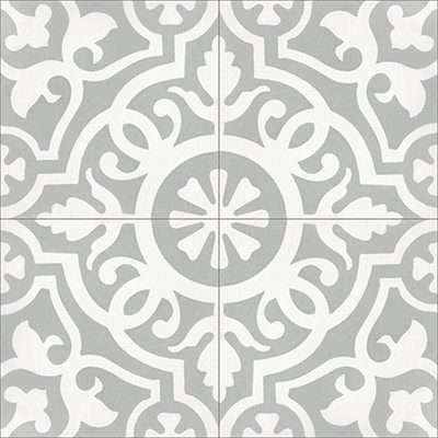 Amalia II Cement Tiles, Gris & White - Box of 12