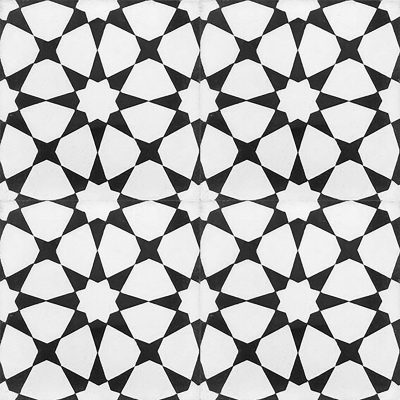 Agadir 02 Cement Tiles, Black & White - Box of 12