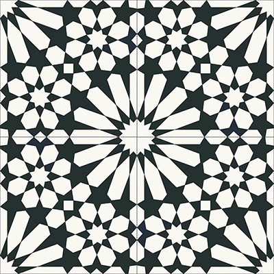 Kenitra Cement Tiles, Black 01 - Box of 12