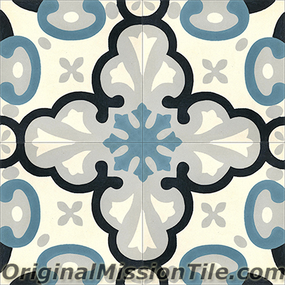 Montpellier Cement Tiles, Blue 03 - Box of 12