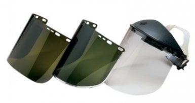 F30 Acetate Faceshield, 8154M, Uncoated, Medium Green, D Shape, Bound, 15.5 in L x 8 in H