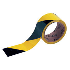 Marking Tape Roll - High Performance  Vinyl, Diagonal Stripes, Black on Yellow, 2in x 18 yd