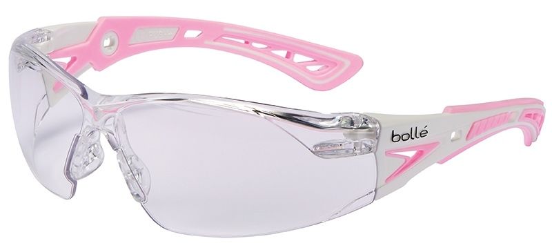 Picture of Bolle Safety 286-40254 Rush Plus Small Safety Glasses Clear Anti-Fog Lens, White & Pink