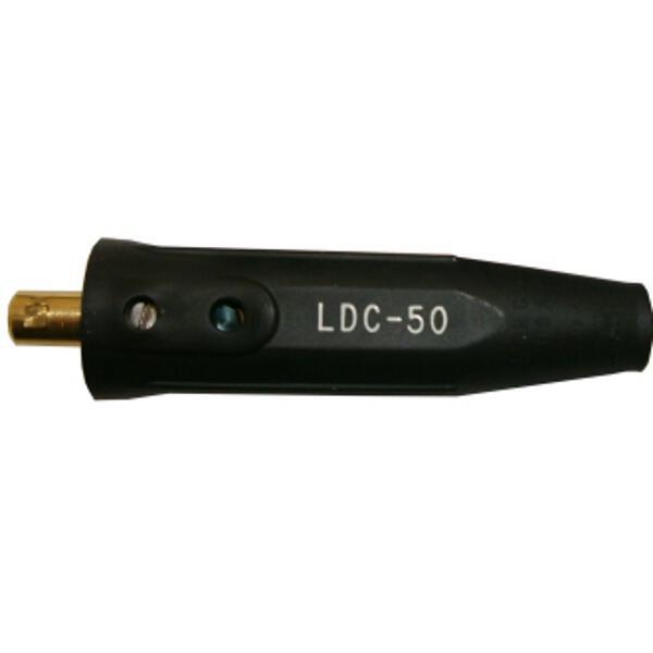 International DINSE Type Cable Connector, Oval-Point Screw Connection, 4 to 1/0 Cable Cap, Black