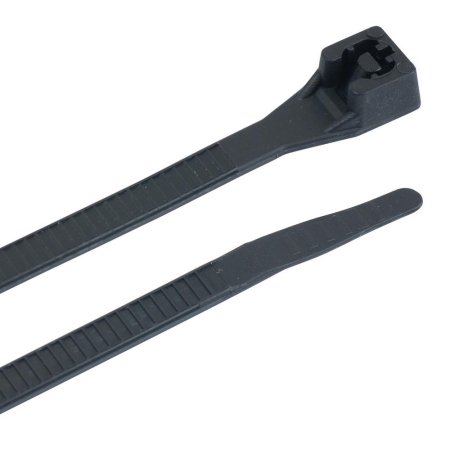 Cable Tie, 8 in L, 2 in Max Bundle Dia., Black, Nylon 6/6, 50 lb Strength