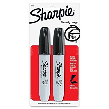 Sharpie 652-38262PP Chisel Tip Permanent Markers, Black - Set of 2