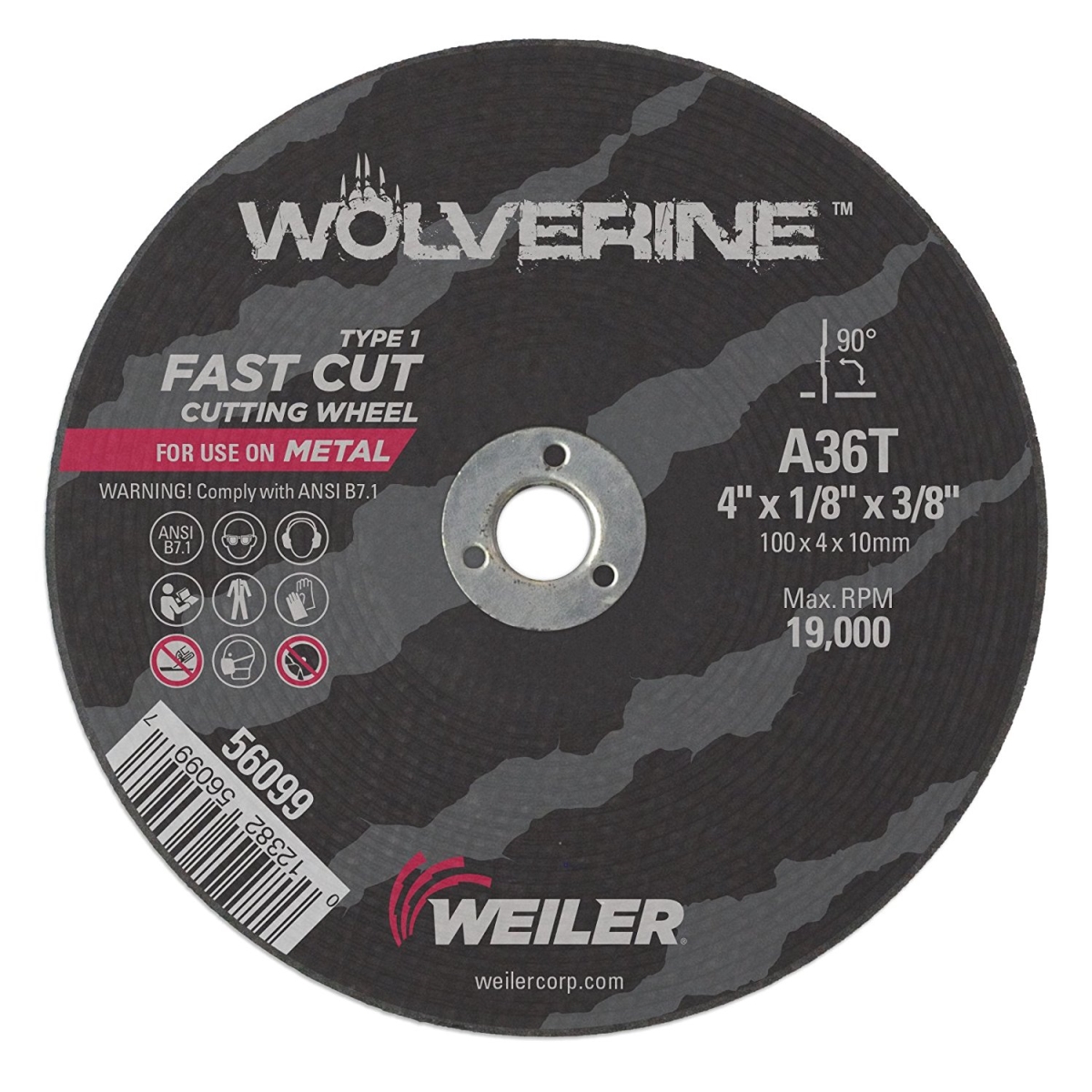 Picture of Weiler 804-56099 4 x .125 x .375 in. Wolverine Type 1 Cutting Wheel, A36T