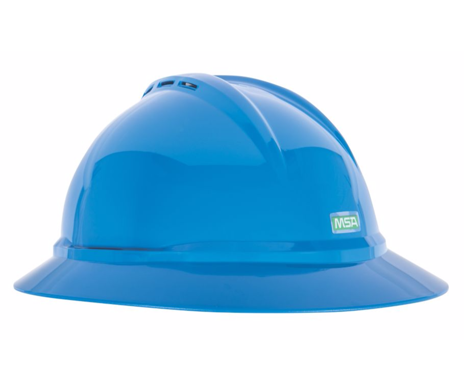 V-Gard 500 Vented Protective Hats, 4 Point Fas-Trac III, Vented, Blue