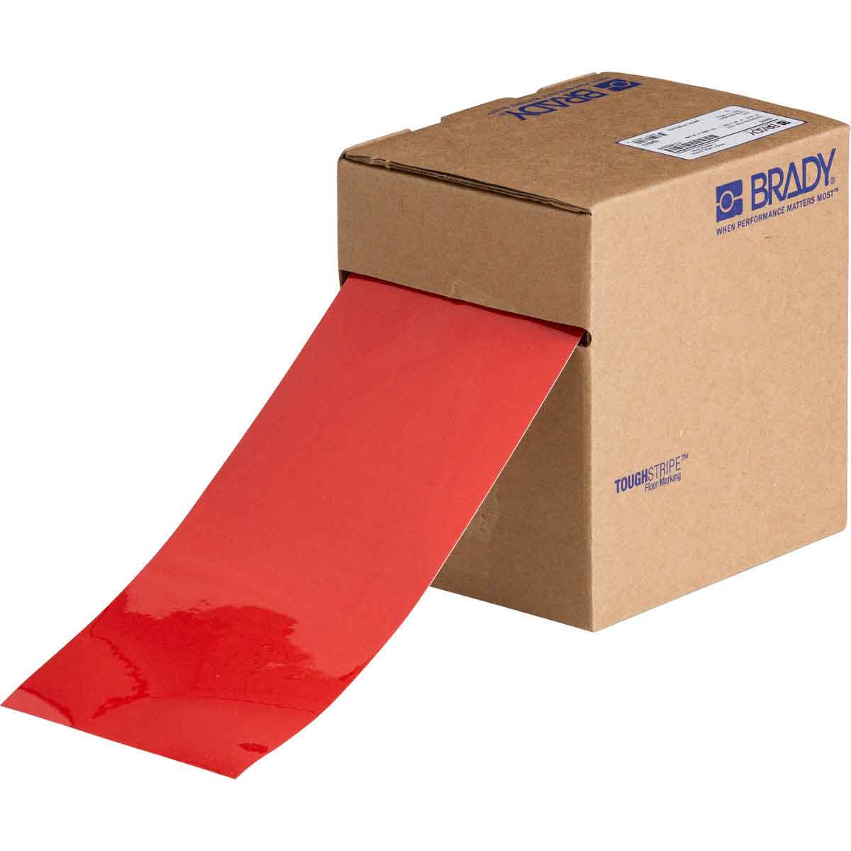 Floor Marking Tape, Polyester, No Legend, Red, 4 in W., 8 mil Thickness