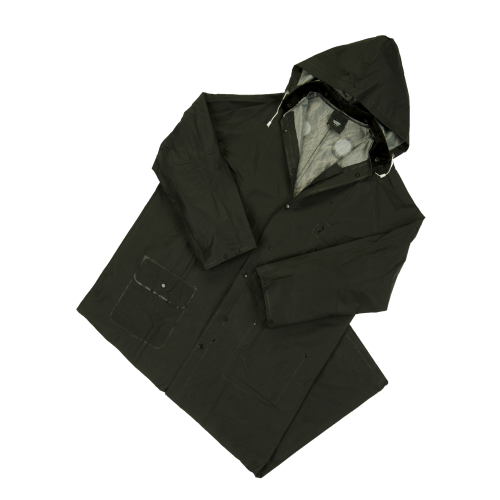 Picture of West Chester 813-4160BFR-2XL 0.35 mm Flame Resistant PVC Over Polyester 60 in. Rider Coat&#44; 2XL - Black