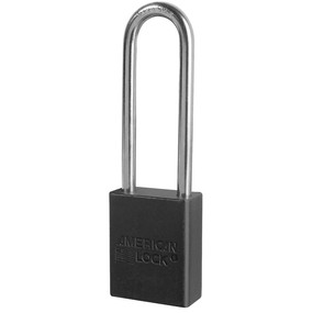 Lockout Padlock, Keyed Different, Aluminum, Black, 3 in Shackle Height, 1 1/2 in Body Width