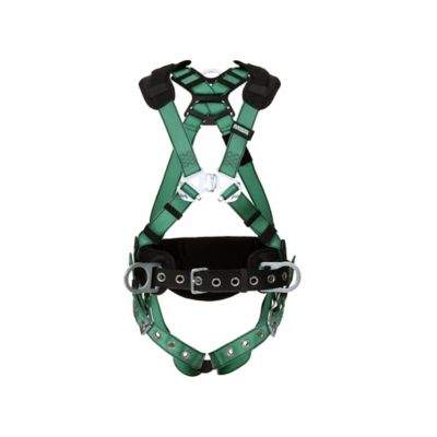 454-10197366 Back & Hip D-Ring Tongue Buckle Leg Straps V-Form Construction Harness, Super Extra Large