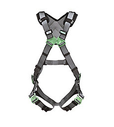 MSA Safety Works V-FIT Harness, Back D-Ring, Tongue Buckle Leg Straps, Shoulder Padding, Standard Size - 10194889