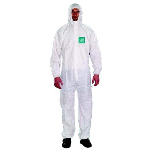 1800 Standard Bound Model 111 Breathable Coveralls, Bound Seams, Hooded, White, Size, 25PK