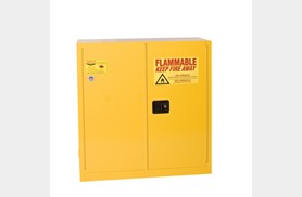 Picture of Eagle Manufacturing 258-1930X 30 gal Flammable Liquid 1 Shelf Sliding Self Close Safety Cabinet&#44; Yellow