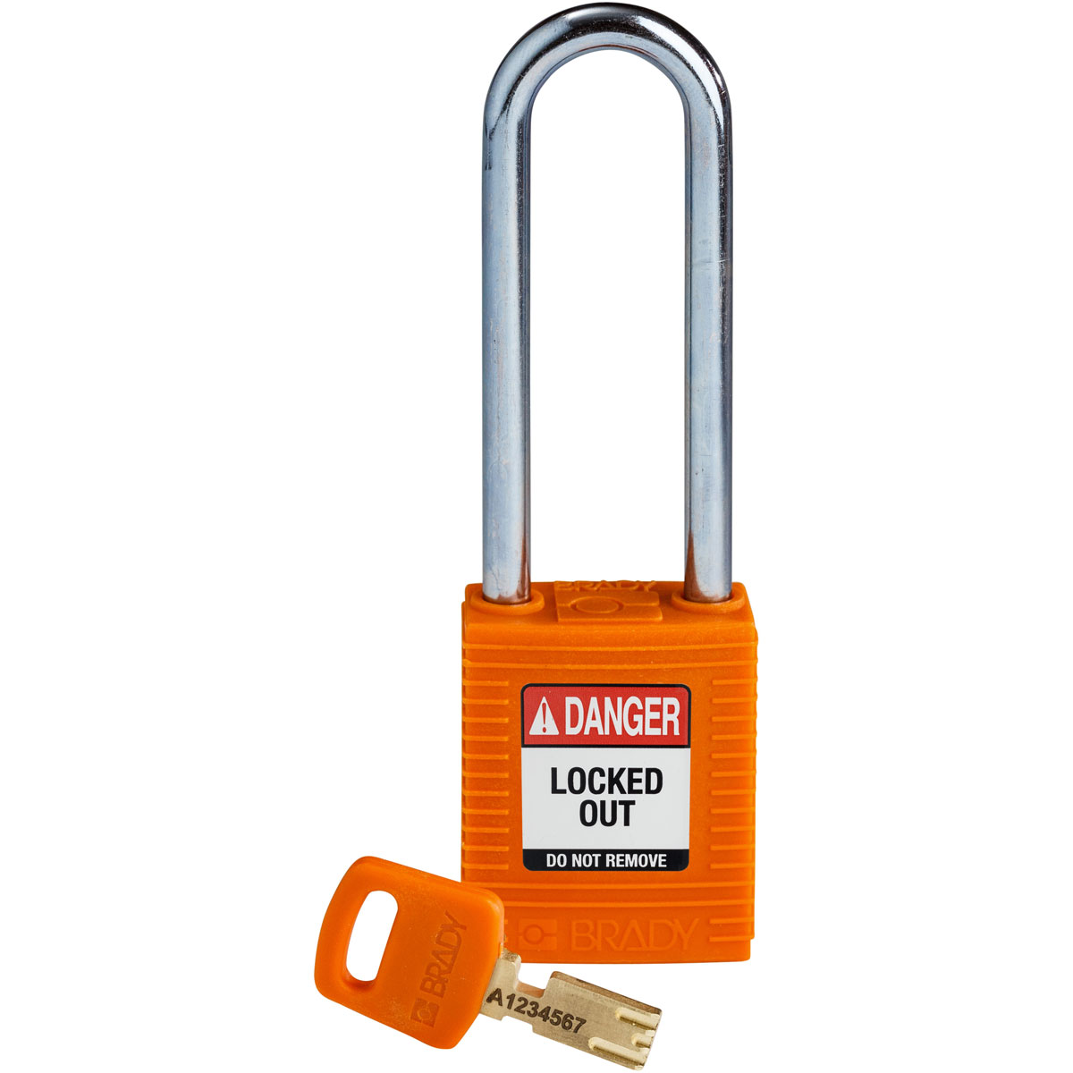 Lockout Padlock, Keyed Different, Nylon, Orange, 3 in Shackle Height, 1 1/2 in Body Width