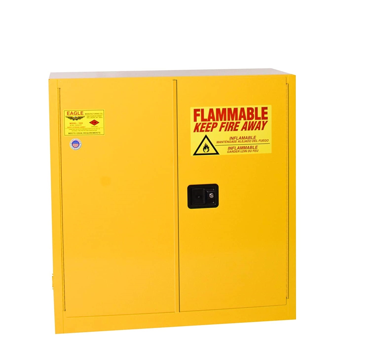 Picture of Eagle Manufacturing 258-1992XLEGS 90 gal Flammable Cabinet with Legs 2 Manual Classic Doors&#44; Yellow