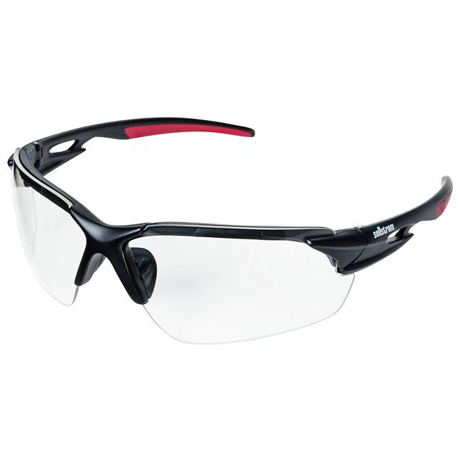 851-S72300 XP450 Black-Frame Temple Safety Galss AF Case, Clear - Pack of 12