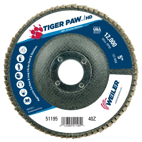 Weiler 804-51197 5 x 0.87 in. 80Z T-27 Tiger Paw Super High Density Flap Disc -  Weiler Corporation