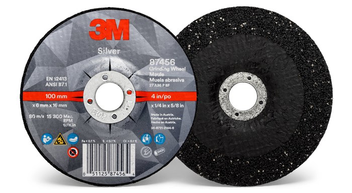 405-051125-87456 4 x 0.25 in. Silver Type 27 Depressed Center Grinding Wheel, Ceramic Grain Abrasive -  3M