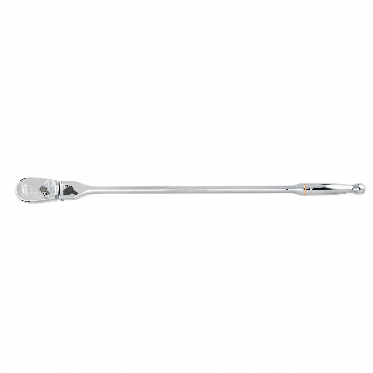0.5 in. Drive 90 Tooth Full Polish Locking Flex Head Teardrop Ratchet - 24 in.