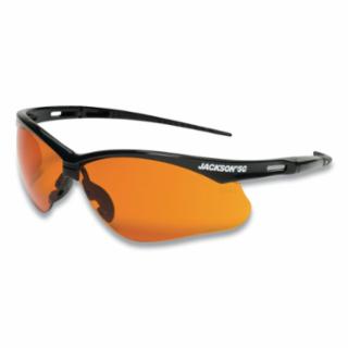 Safety Glasses, Anti-Scratch, Blue Shield Lens, Black Frame, Half-Frame