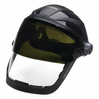 Jackson SAFETY QUAD 500 Premium Multi-Purpose Face Shield - Clear Window with Shade 8 IR Flip Visor - Anti-Fog Coating - Ratcheting Headgear