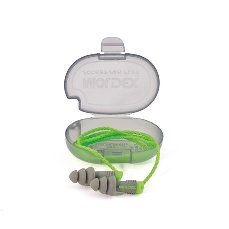 Alphas(TM) Reusable TPE Ear Plugs, Flanged Shape, 27 dB, Gray/Green, 50 PK