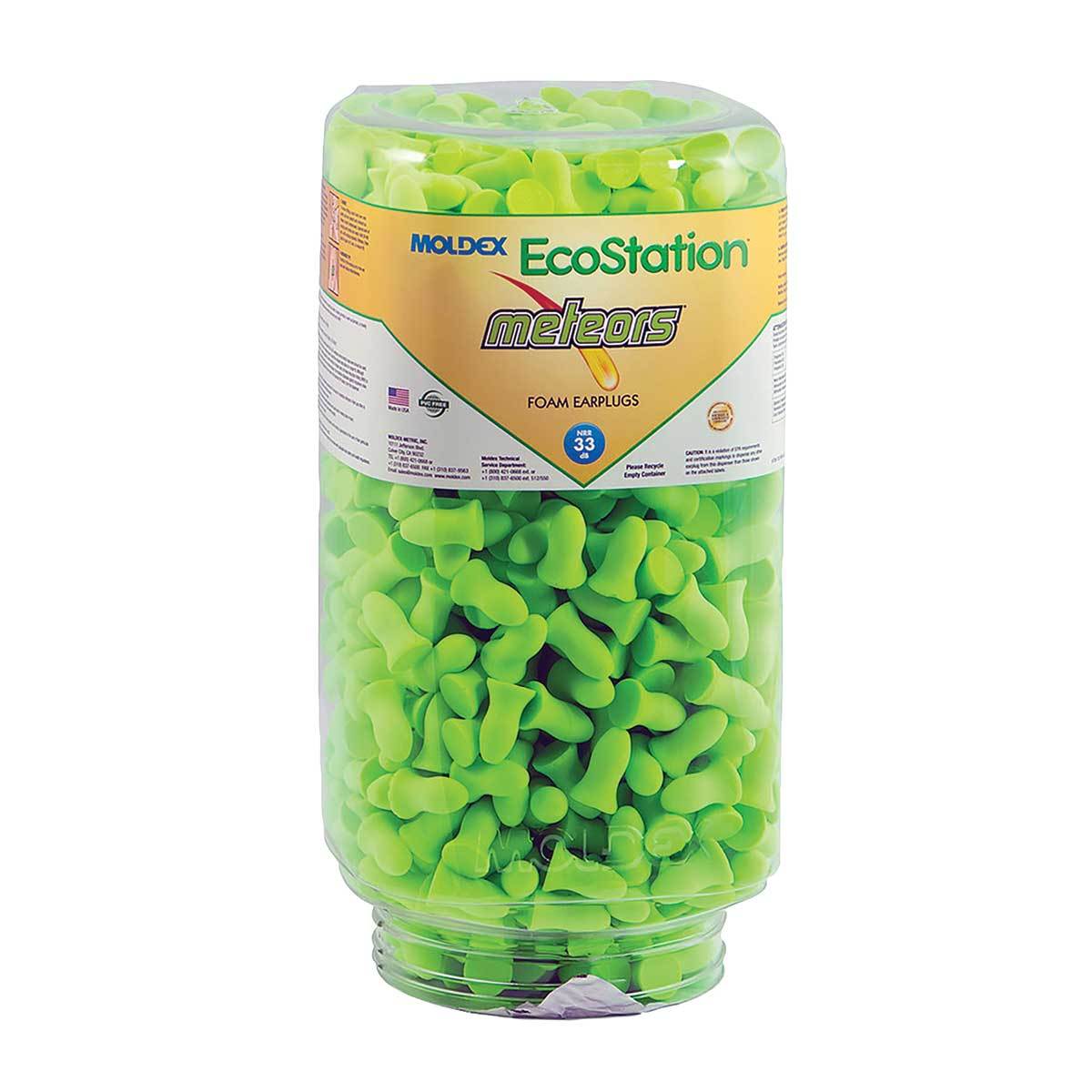 Dispenser Snap-In Earplug Refill, Recyclable Bottle, Foam Earplugs, Bright Green, Meteors, 2000PK
