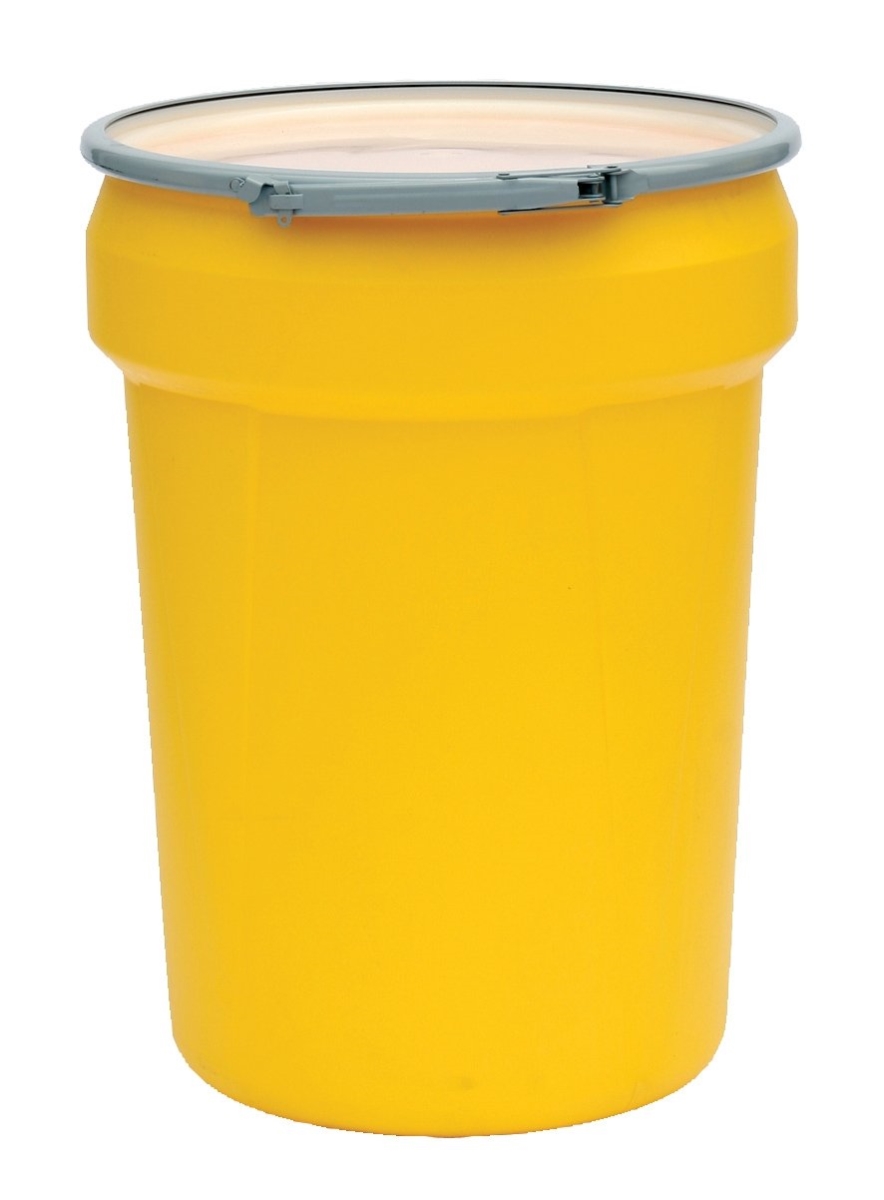 Picture of Eagle 258-1601M 30 gal Open Head Poly Drum with Metal Lever-Lock&#44; Yellow
