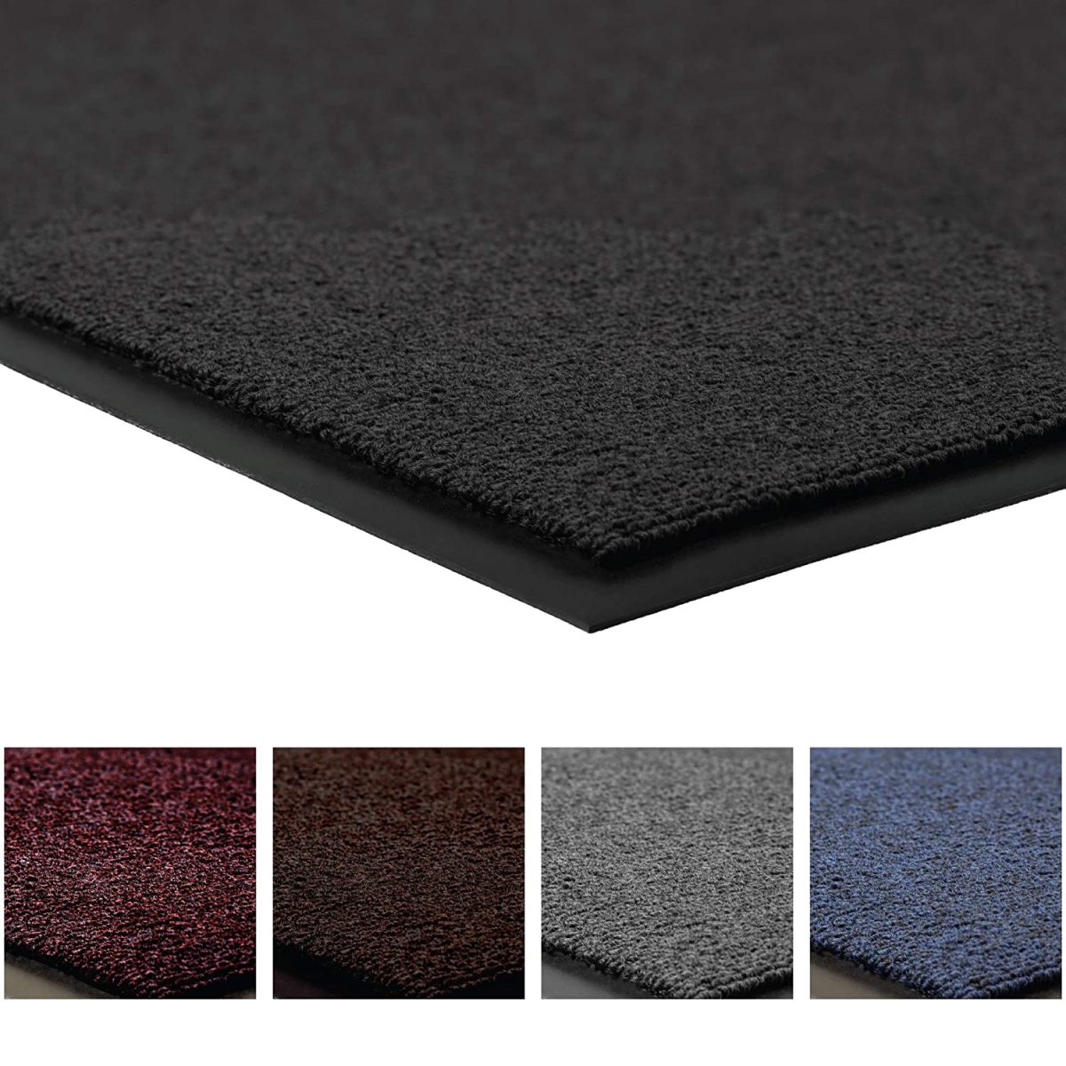 Entrance Mat, Polypropylene, 3/8 in Thick, Black, 4 ft W x 6 ft L