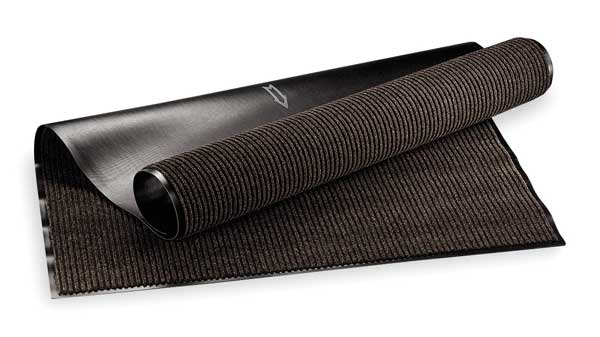 Entrance Mat, Polypropylene, 3/8 in Thick, Brown, 3 ft W x 10 ft L