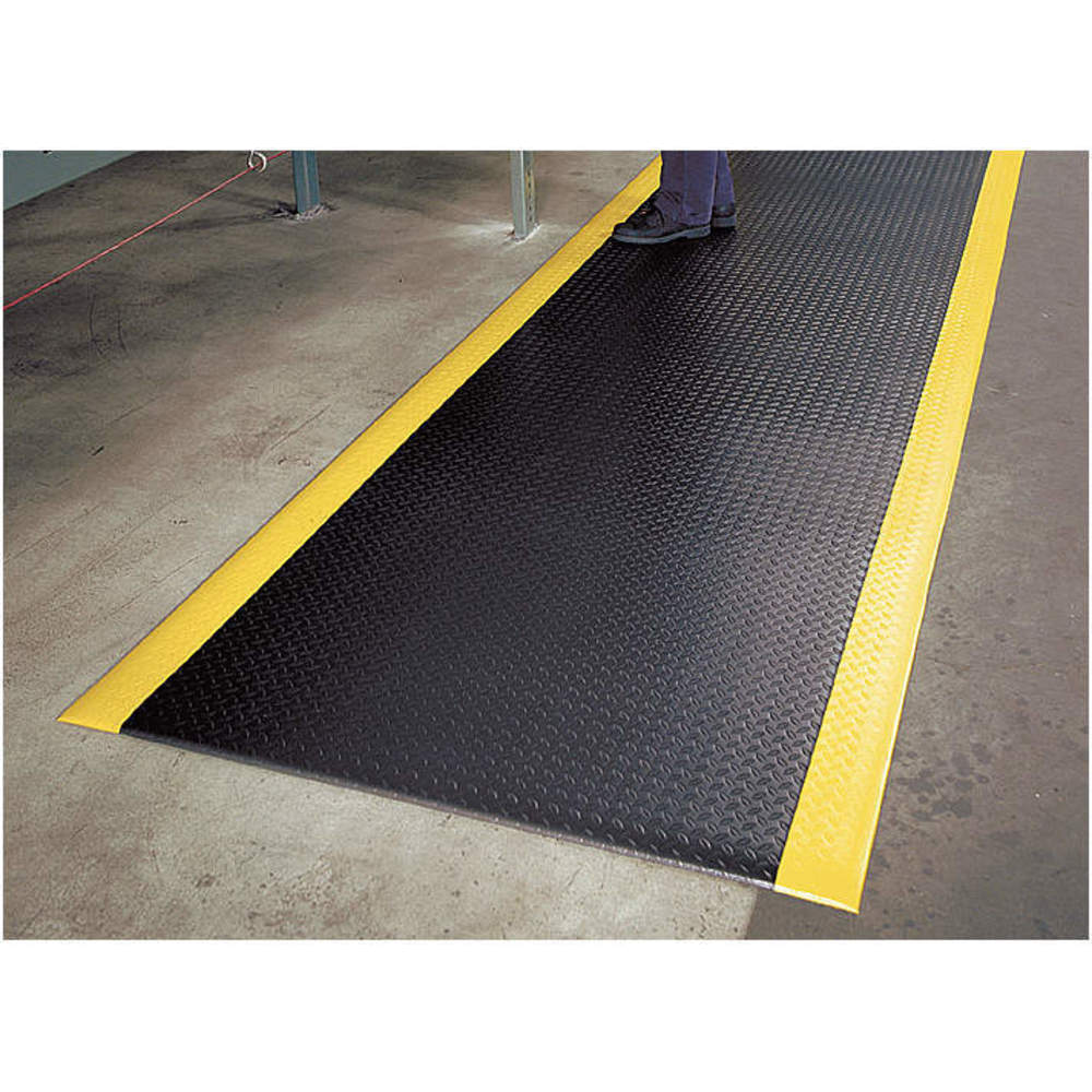 Antifatigue Mat, 4 ft. L x 3 ft. W, 1/2" Thickness, Closed Cell PVC Foam, Diamond Plate, Black