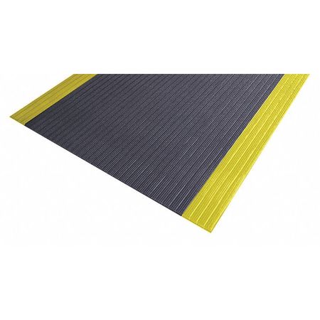 Antifatigue Mat, 60 ft. L x 2 ft. W, 3/8" Thickness, Closed Cell PVC Foam, Corrugated, Black/Yellow