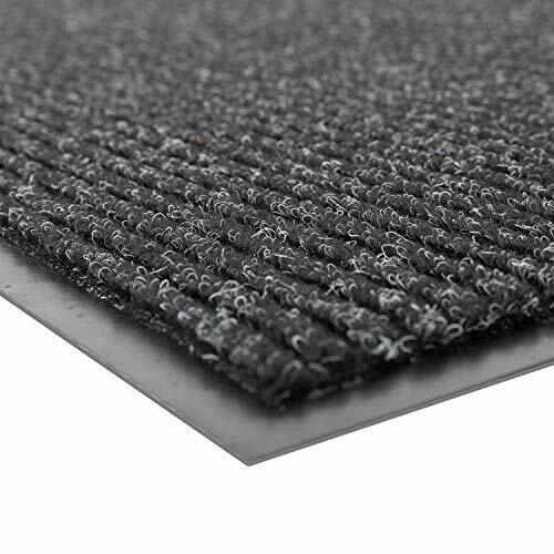 Entrance Mat, Indoor, Polypropylene, Ribbed Surface, Vinyl Back, 3/8 in Thick, 3 ft x 4 ft, Charcoal