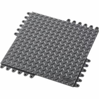 Interlocking Antifatigue Mat Tile, 18 in W x Rubber, Black