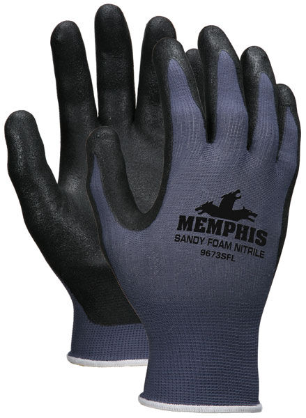 127-9673SFXL 13 Gauge Nylon Shell & Nitrile Sandy Finish Work Glove - Blue & Black - Extra Large