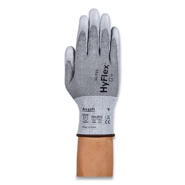 HyFlex 0121175508 11755 Gray Intercept Liner Polyurethane Glove Size 8