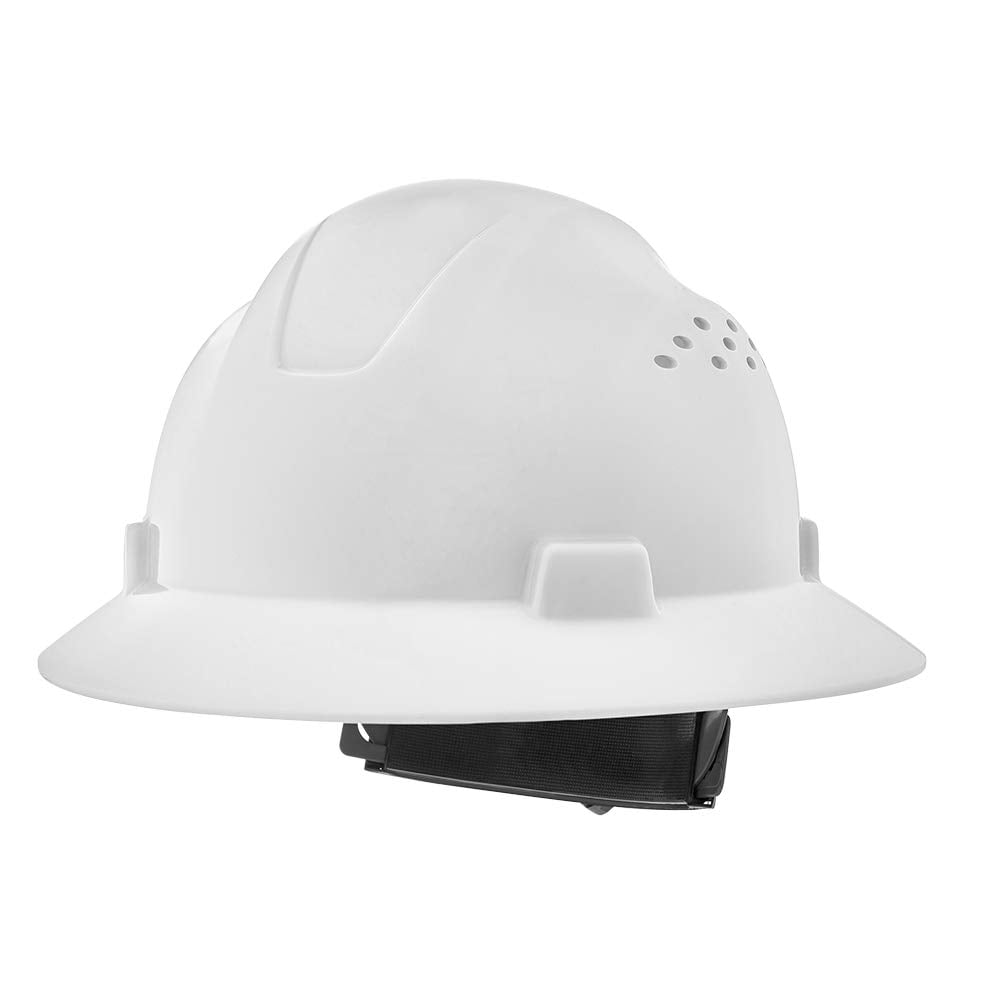 Advantage Series Full Brim Vented and Non-Vented Hard Hat, 4 pt Rapid Dial, Vented, White