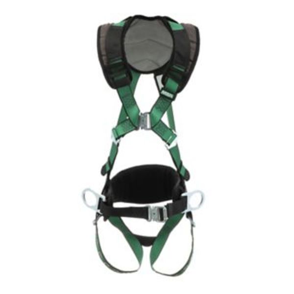 454-10206162 V-Form Plus Construction Harness with Back & Hip D-Ring, Tongue Buckle Leg Straps - Green, Extra Large