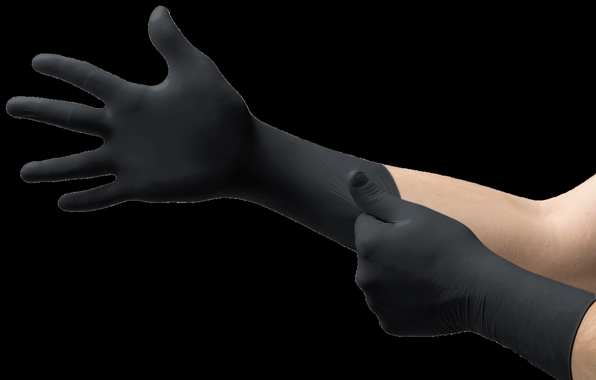 748-93-862-S MidKnight MK-296 Disposable Nitrile Gloves for Automotive Law Enforcement, Black - Extra Small -  Microflex