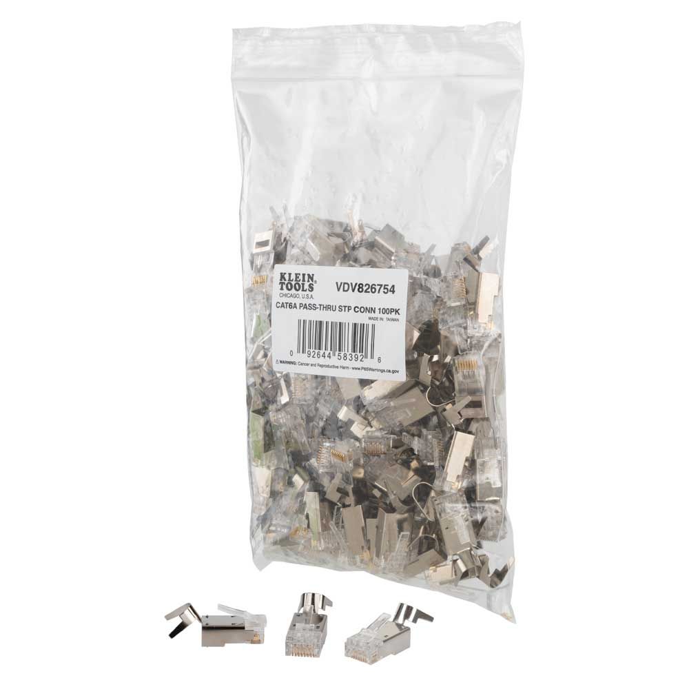 Klein Pass-Thru Modular Data Plug, Rj45-Cat6A, Shielded (Stp),100Pc (VDV826-754)