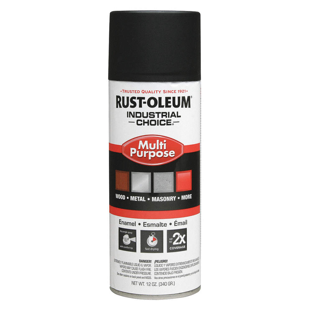 Industrial Choice 1600 Enamel Spray Paint 12 oz, Ultra Flat Black (1676830V)