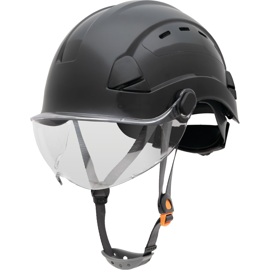 Safety Helmet, 6-point Ratchet Suspension, Vented, Black