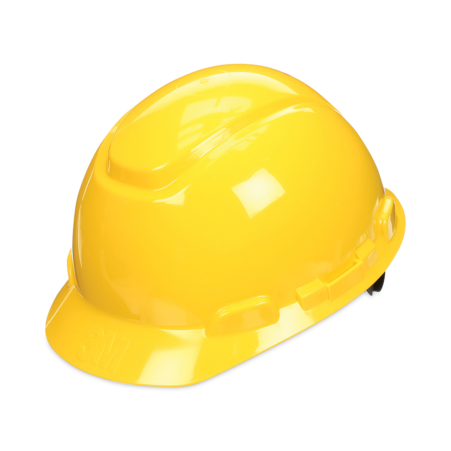 Picture of 3M 142-H-702SFR-UV SecureFit Pressure Diffusion Ratchet Suspension Cap with UVicator Hard Hats, Yellow