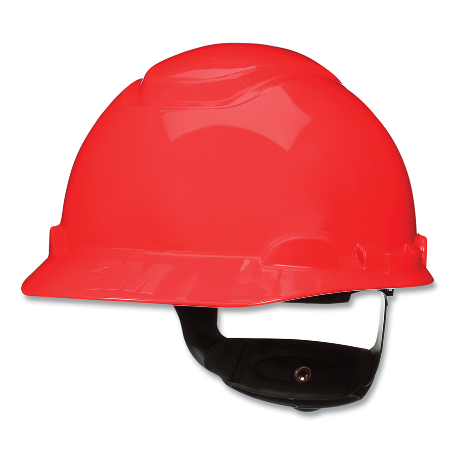 Picture of 3M 142-H-705SFR-UV SecureFit Pressure Diffusion Ratchet Suspension Cap with UVicator Hard Hats, Red