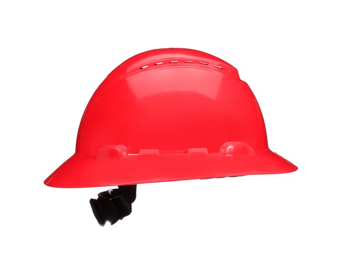 Picture of 3M 142-H-805SFV-UV 6.25 to 8 in. Pressure Diffusion Ratchet Suspension Full Brim Vented UVicator Hard Hat, Red