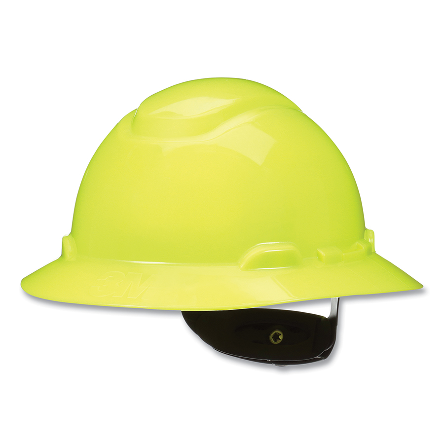 Picture of 3M 142-H-809SFR-UV Full Brim Hard Hat Ratchet Suspension Vented Cap with UVicator, Yellow