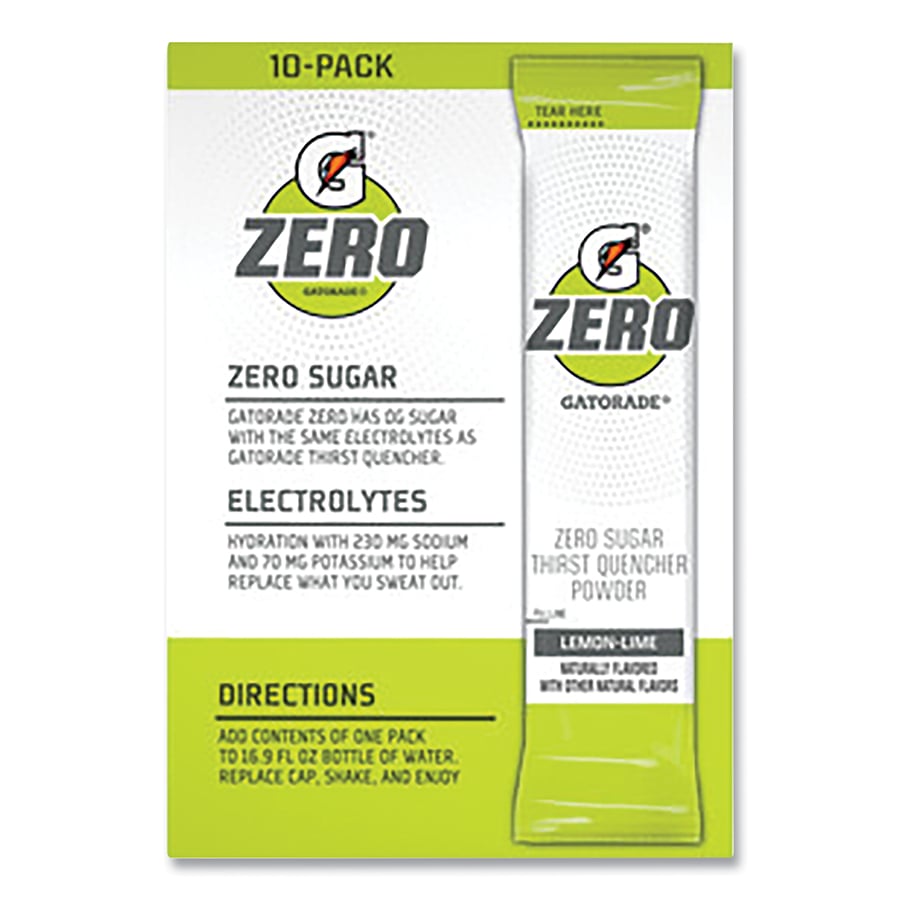 Picture of Gatorade 308-05023 16.9 oz GZero Drink Mix Powder Stick&#44; Lemon Lime - 10 Count&#44; Pack of 12
