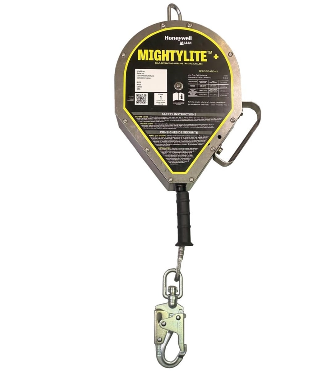 MIGHTYLT Self-Retracting Lifeline, 20ft / 40ft / 50ft / 85ft / 100 ft / 130ft Length, Carabiner